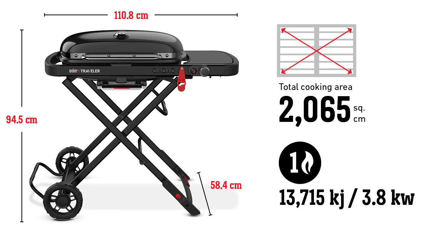 Grill gazowy WEBER Traveler - wymiary